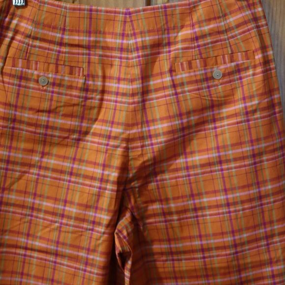 Telluride Women’s Bright Orange Plaid Capri Pants Size 10 NWT Y2K Streetwear - Picture 4 of 13